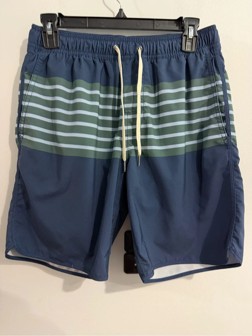 Fair Harbor Men’s The Anchor Performance Lined Swim Trunks Navy Stripe Size S